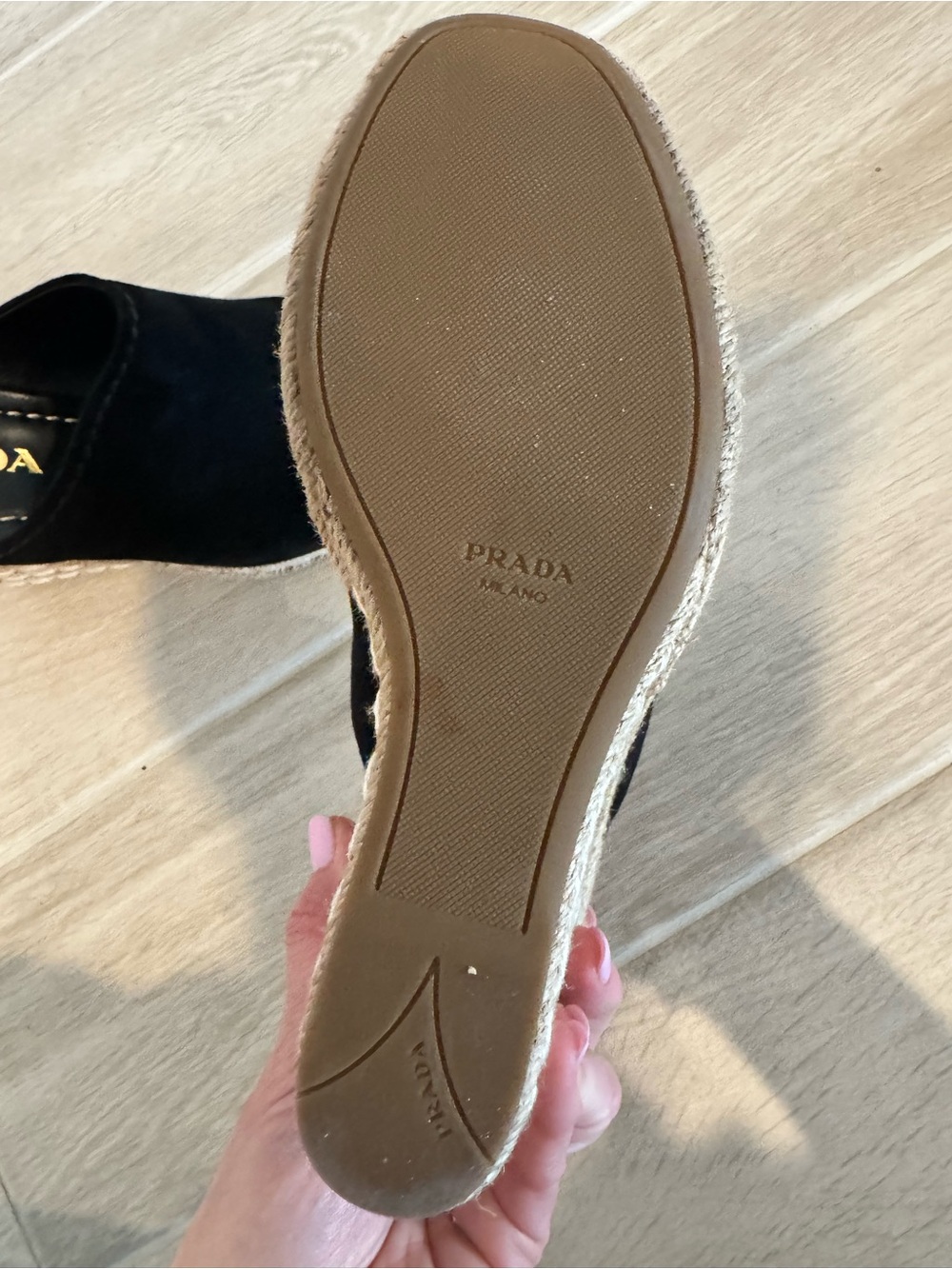 Prada Black Suede Espadrilles Wedges Mules with Braided Platform 39 - Picture 4 of 6
